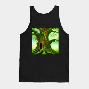 Tree House Portrait, greenery Outside, Cute Nature Tank Top